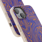 Biodegradable iPhone 17 Case – Purple Orange Marble Swirl Eco-Friendly Protection