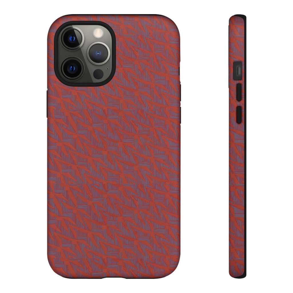 Red Pebble Texture Tough Phone Case — Rugged Shockproof iPhone Cover, wireless charging iphone 17 promax case featuring precise charging port access