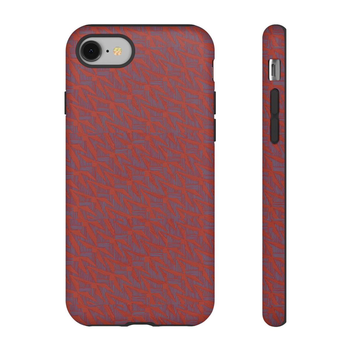 Red Pebble Texture Tough Phone Case — Rugged Shockproof iPhone Cover, wireless charging iphone 17 promax case back and side profile
