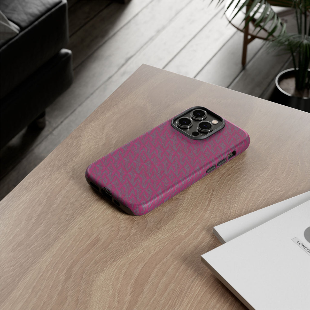 Pink Textured Wireless Charging Case | Premium Slim Dual-Layer Protective iPhone Cover