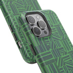 Green Dual Layer iPhone 17 Pro Phone Case, Geometric MagSafe 2-Layer Impact Protection