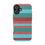 Striped Teal & Coral Magnetic Impact Phone Case geometric marbled artwork, Fractyl magsafe compatible iphone 18 pro max case