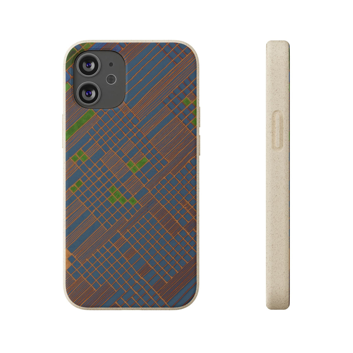 Biodegradable Phone Case — Earthy Geometric Plaid Eco-Friendly Cover, eco friendly phone case product image
