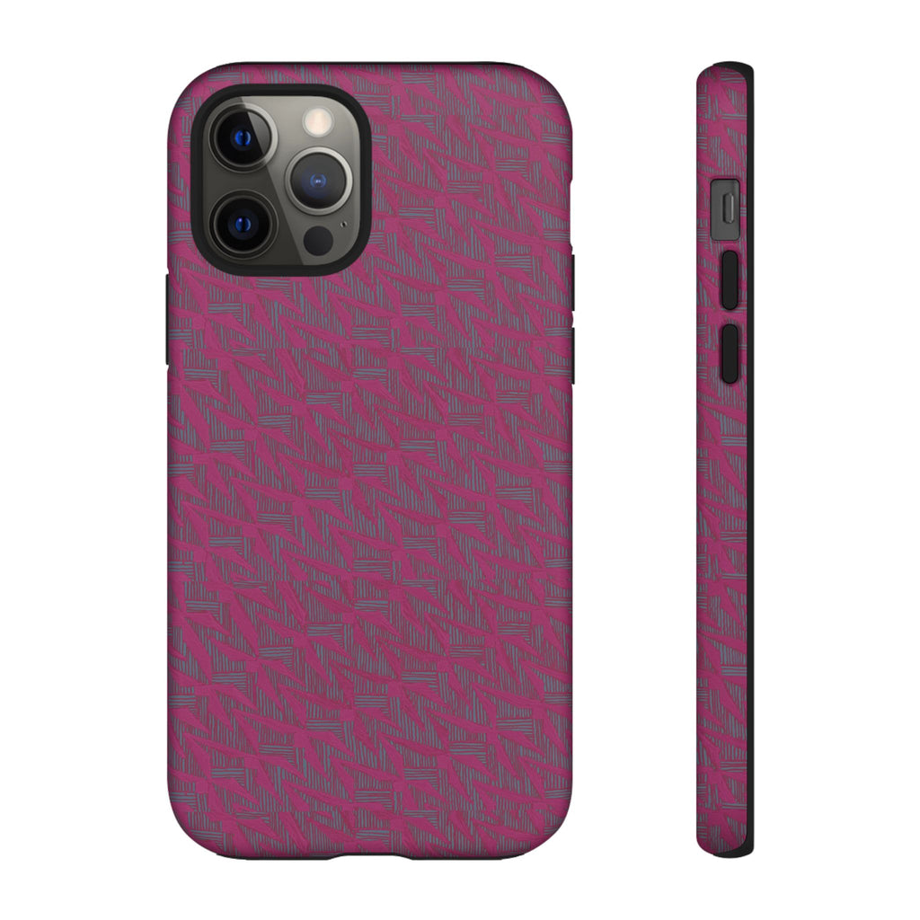 Pink Textured Tough Phone Case — Protective Slim iPhone Cover, durable wireless charging case