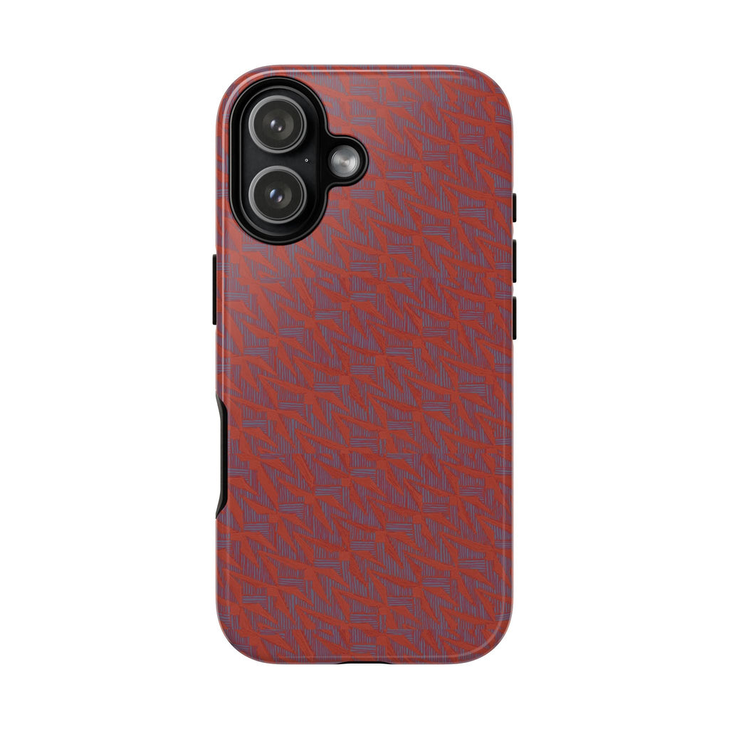 Red Pebble Texture Tough Phone Case — Rugged Shockproof iPhone Cover, wireless charging iphone 17 promax case showing clean camera and button cutouts