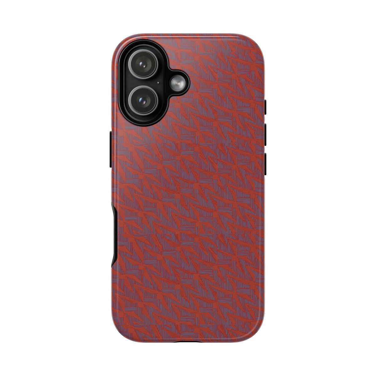Red Pebble Texture Tough Phone Case — Rugged Shockproof iPhone Cover, wireless charging iphone 17 promax case showing clean camera and button cutouts