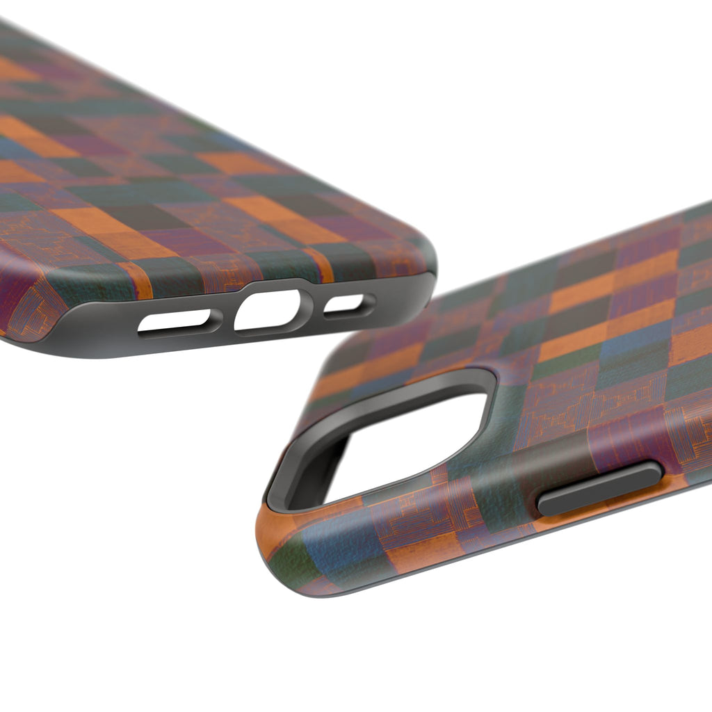 Impact-Resistant Phone Case — Retro Checkerboard Pattern, Fractyl wireless charging iphone 18 pro case with a retro multicolor design and impact-resistant construction.