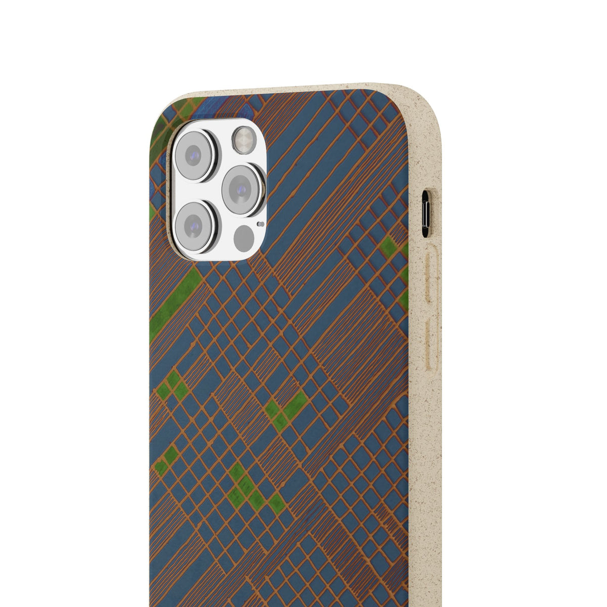 Biodegradable Phone Case — Earthy Geometric Plaid Eco-Friendly Cover, eco friendly phone case product image