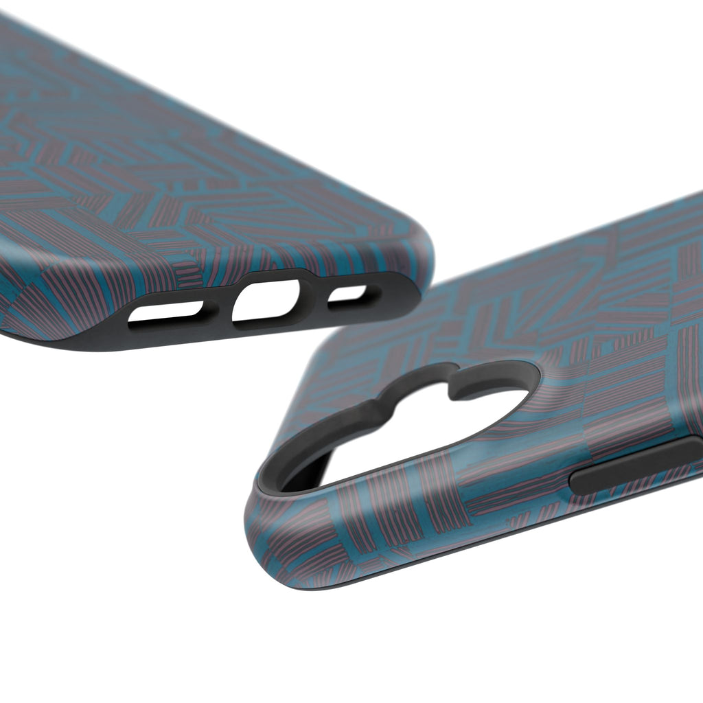 Impact Resistant iPhone 17 Case, Teal Geometric MagSafe Dual-Layer Protection