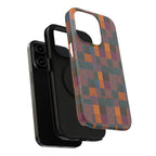 Impact-Resistant Phone Case — Retro Checkerboard Pattern, Fractyl wireless charging iphone 18 pro case with slim protective construction and a colorful painterly finish.