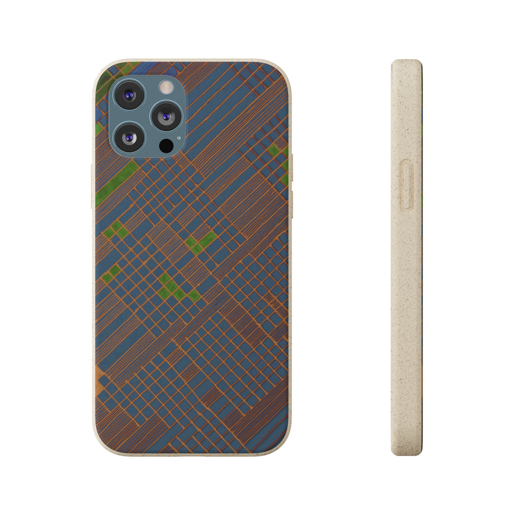Biodegradable Phone Case — Earthy Geometric Plaid Eco-Friendly Cover, eco friendly phone case product image