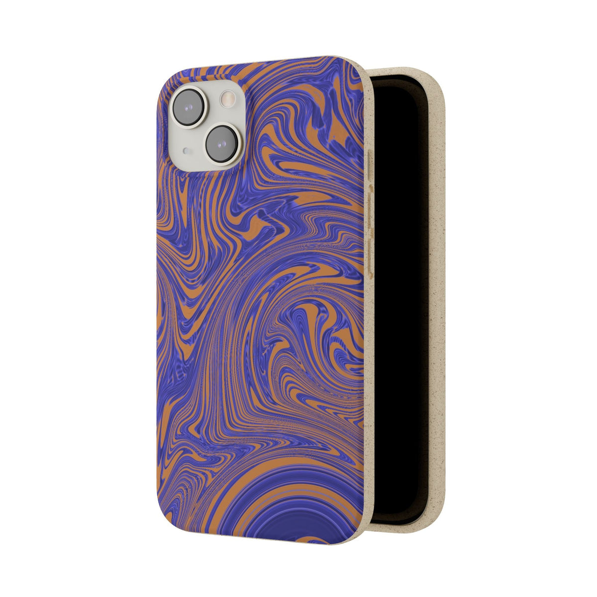 Biodegradable iPhone 17 Case – Purple Orange Marble Swirl Eco-Friendly Protection