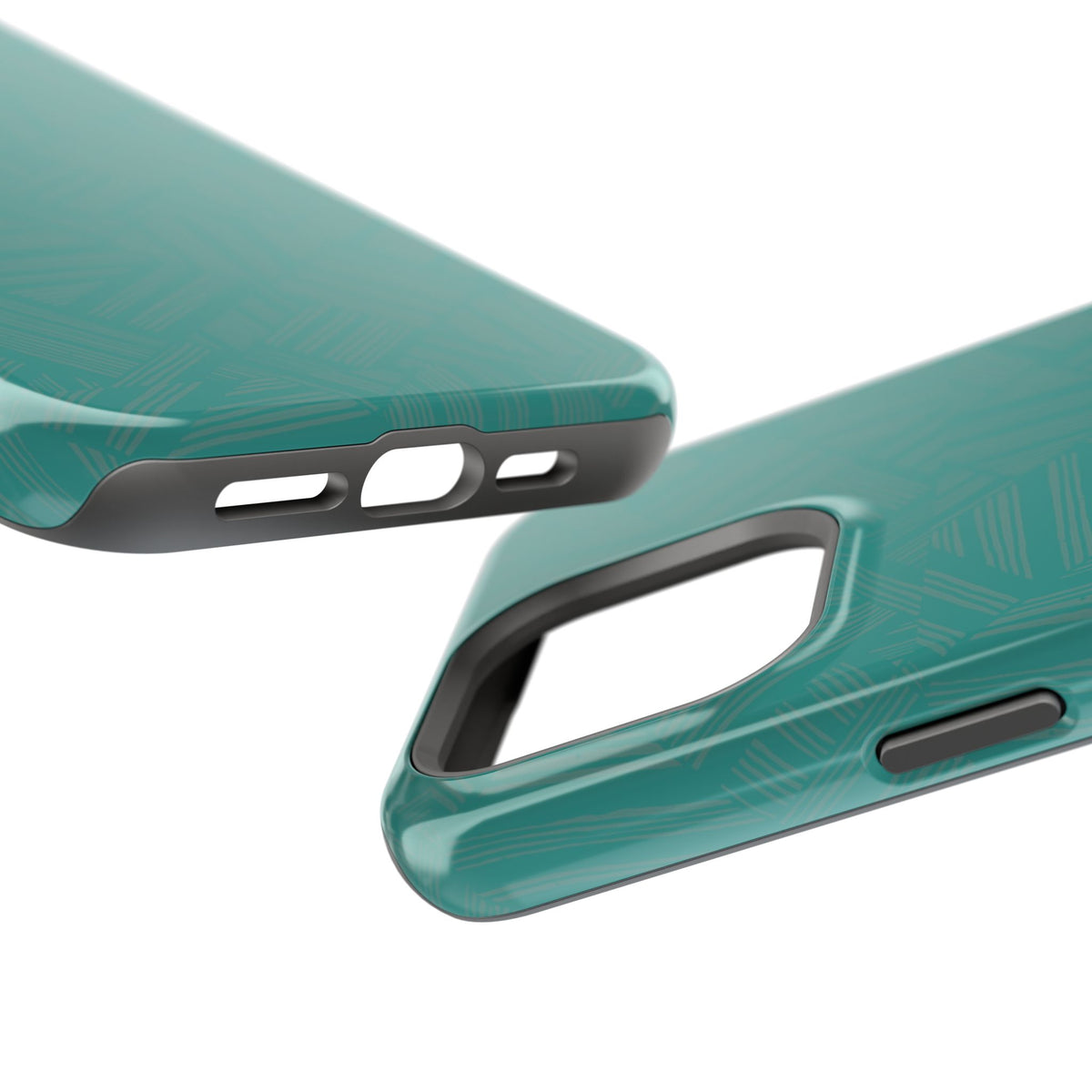 Magnetic Impact-Resistant Phone Case — Teal Geometric Protective Cover, magnetic iphone 18 pro case detailed dual-camera opening