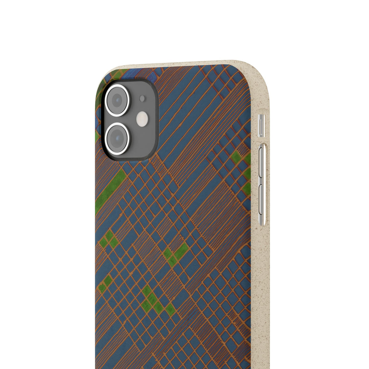 Biodegradable Phone Case — Earthy Geometric Plaid Eco-Friendly Cover, eco friendly phone case product image
