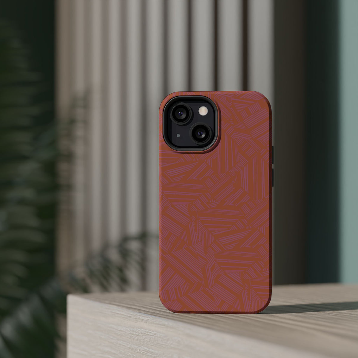Protective iPhone 18 Pro Max Case With Terracotta Geometric MagSafe Impact Resistance