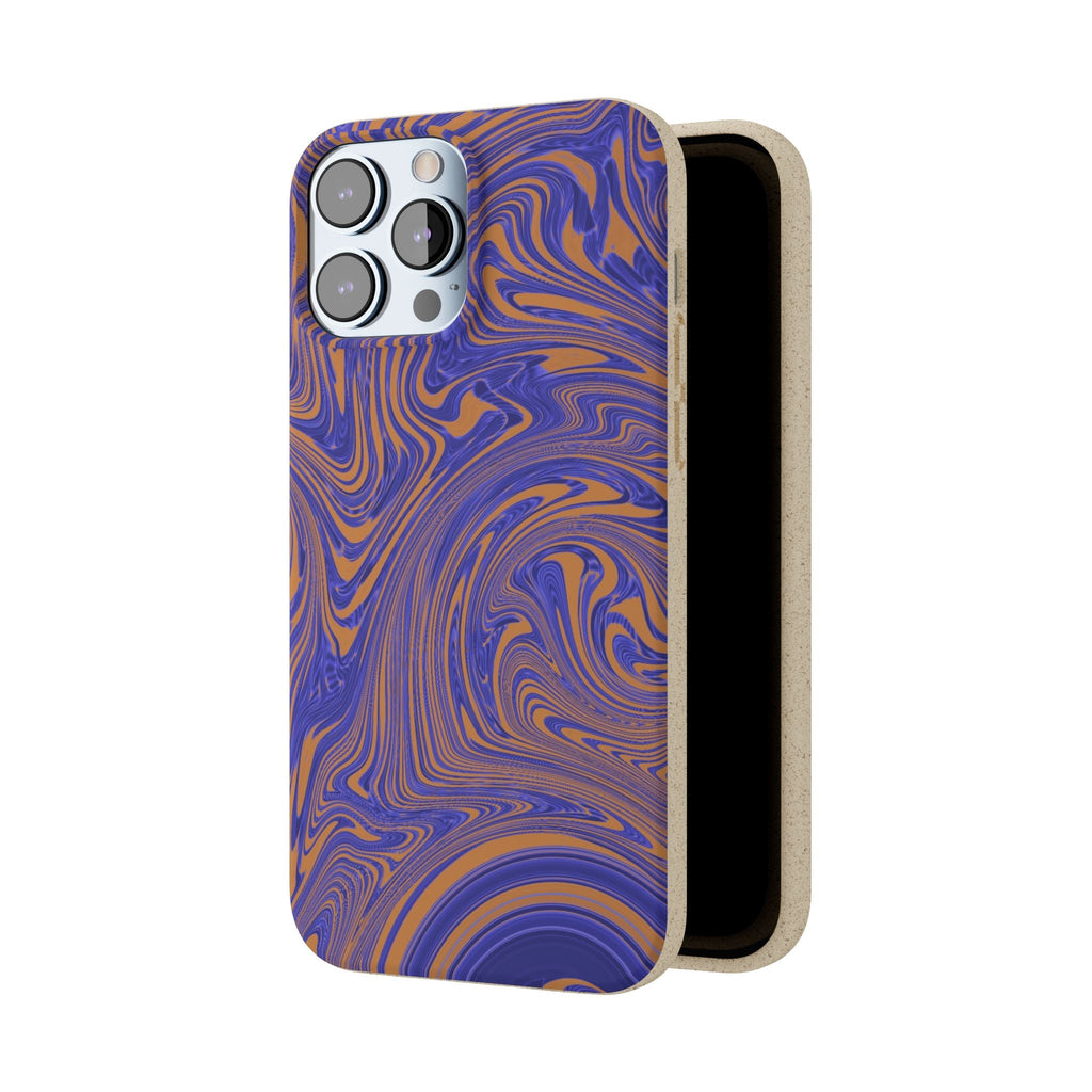 Biodegradable iPhone 17 Case – Purple Orange Marble Swirl Eco-Friendly Protection