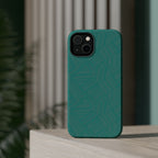 Magnetic Impact-Resistant Phone Case — Teal Geometric Protective Cover, magnetic iphone 18 pro case showing triple-camera fit