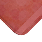Close-up detail of the Coral Glow Bath Mat — Soft Blush Bokeh Bathroom Rug highlighting its plush texture and soft blush color, ideal as an absorbent bathroom rug.