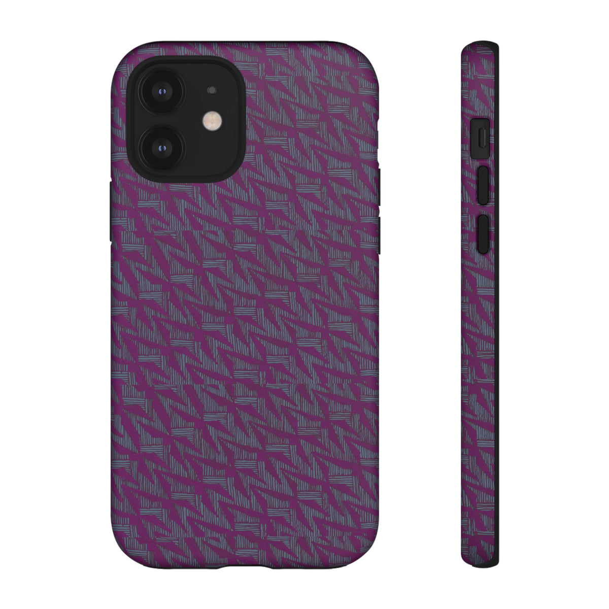 Purple Geometric Tough Phone Case — Protective Slim Phone Cover, camera module and raised protective rim, shockproof iphone 17 pro cover