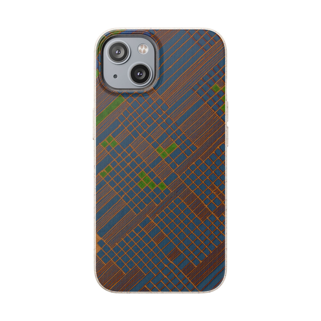 Biodegradable Phone Case — Earthy Geometric Plaid Eco-Friendly Cover, eco friendly phone case product image