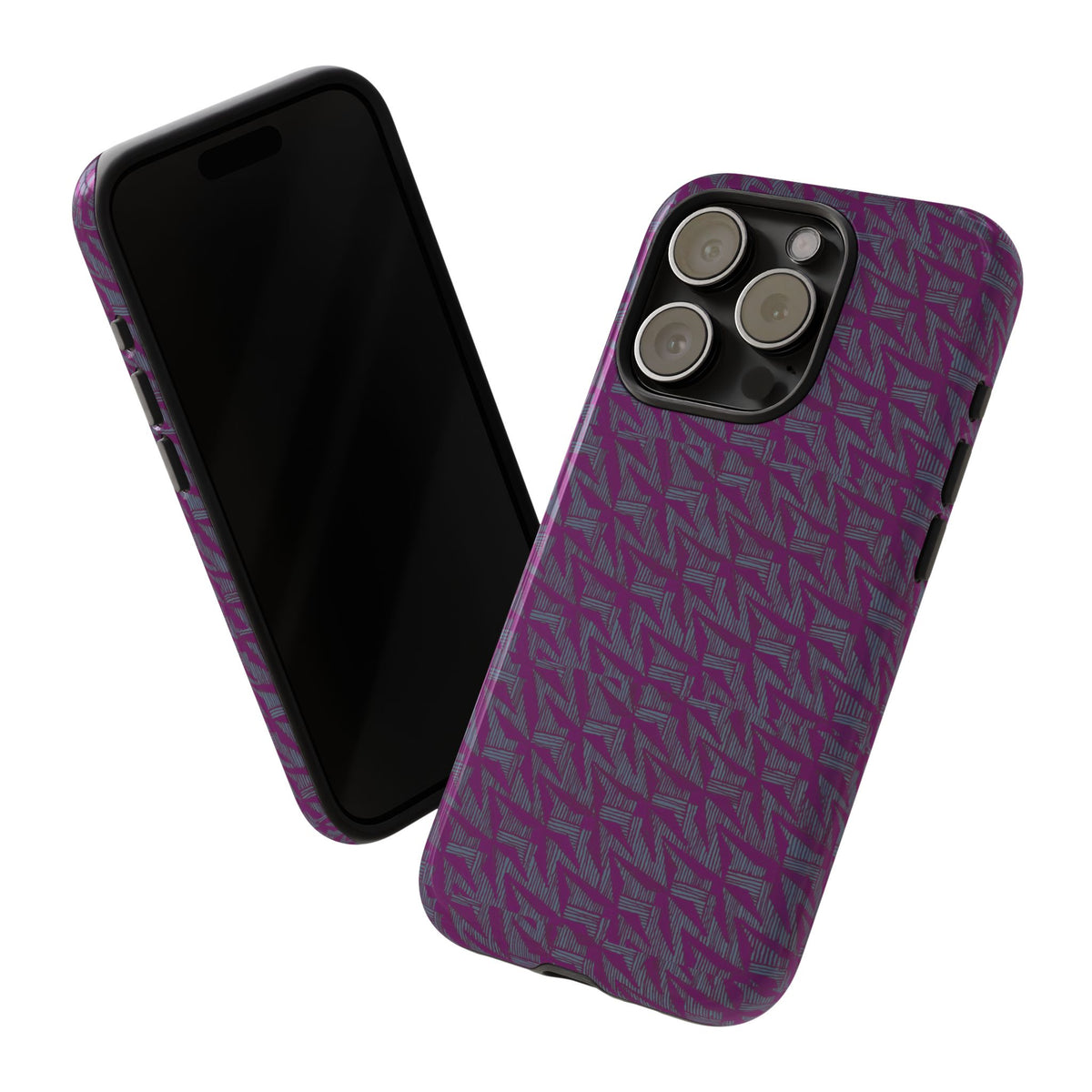 Shockproof Iphone 17 Pro Cover, Purple Geometric Dual-Layer TPU Case, UV-Protected