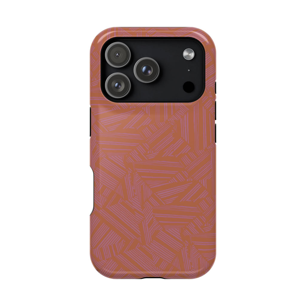 Protective iPhone 18 Pro Max Case With Terracotta Geometric MagSafe Impact Resistance