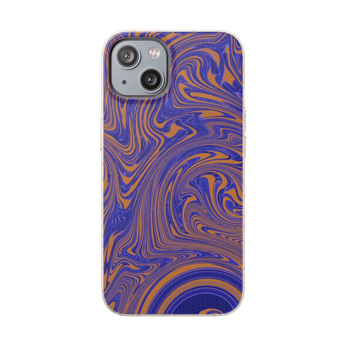 Biodegradable Marble Swirl Phone Case — Purple & Orange Eco-Friendly Protective Cover, vertical rear product view; protective biodegradable case _CASETiFY5 alternative.