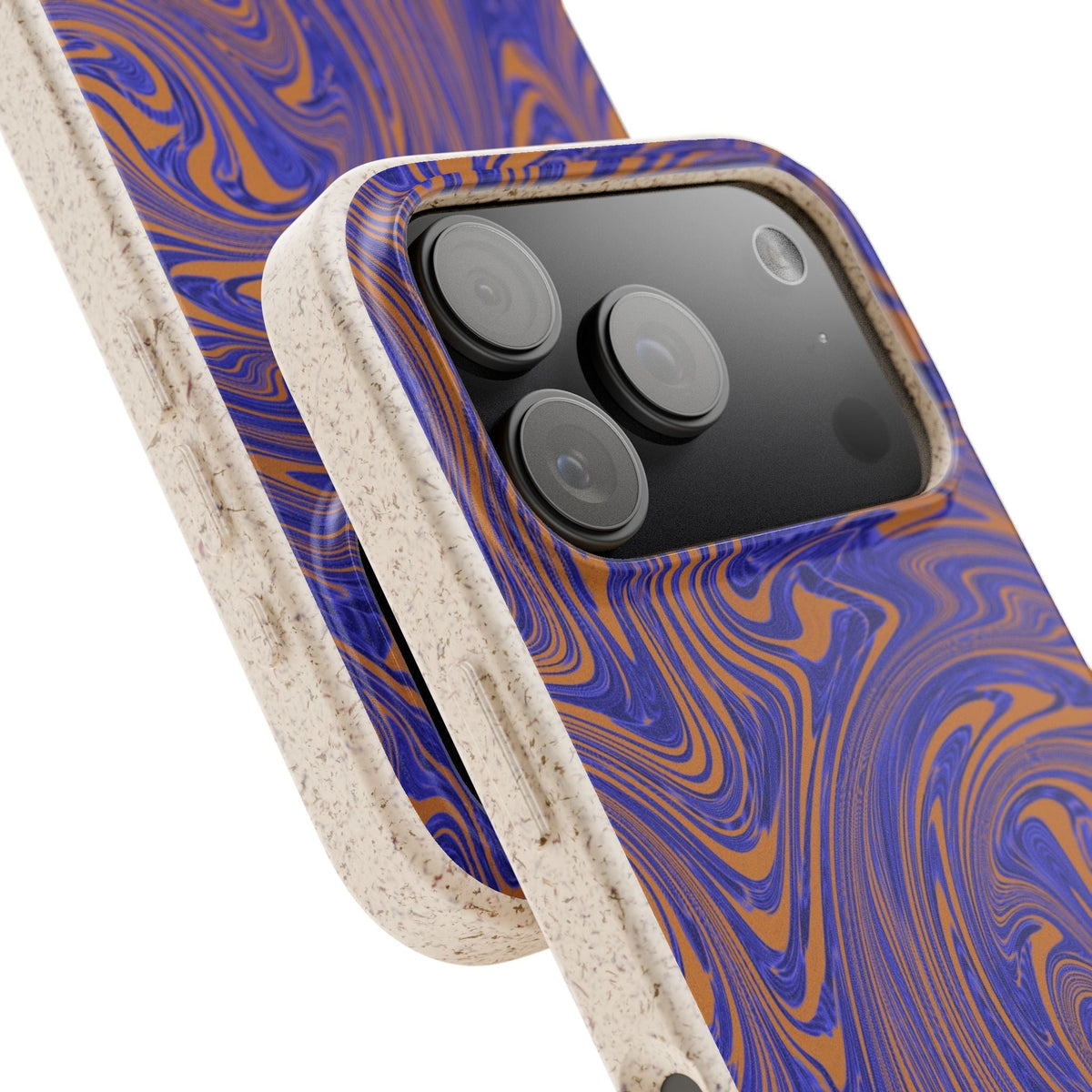 Biodegradable iPhone 17 Case – Purple Orange Marble Swirl Eco-Friendly Protection