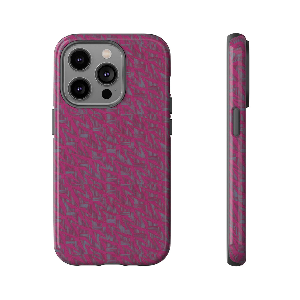 Pink Textured Tough Phone Case — Protective Slim iPhone Cover, durable wireless charging case