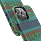 Geometric Green Wireless Charging iPhone 16 Pro Max Case - Impact-Resistant Dual-Layer