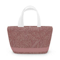 Insulated Geometric Pattern Lunch Bag — Dusty Rose Tote for Work & School. This adorable adult lunch bag features a stunning geometric design in pink, perfect for school lunches, picnics, or everyday meals. Ideal as a gift for her, this eco lunch bag is both stylish and functional.