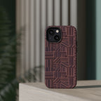 MagSafe Impact Resistant Phone Case - Geometric Brown Pattern, Dual-Layer Protection, case shown with internal protective layer; impact resistant iphone 17 pro max case