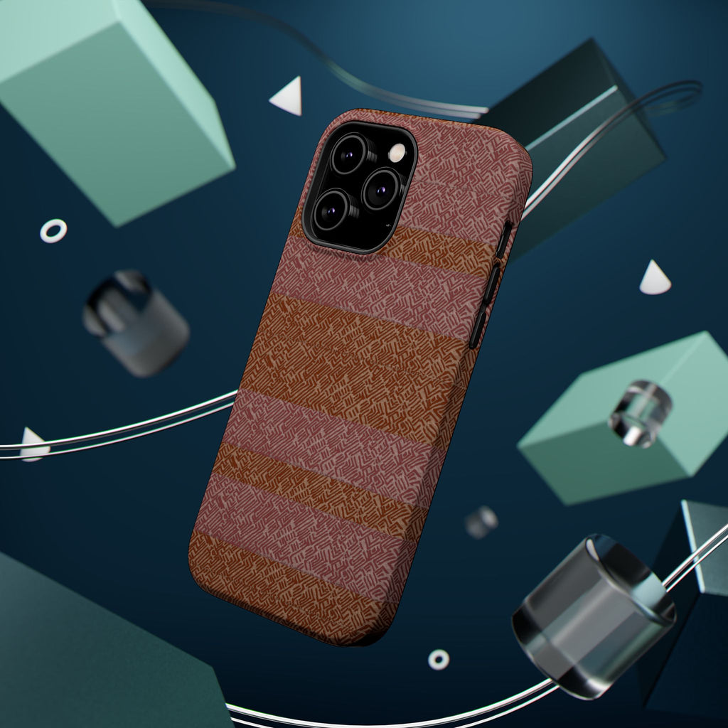 Striped Leather-Texture Magnetic Phone Case — Impact-Resistant iPhone Cover, striped camera wireless charging iphone 18 pro max case