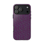 Purple Geometric Tough Phone Case — Protective Slim Phone Cover, purple geometric protective cover rear view, shockproof iphone 17 pro cover
