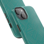 Magnetic Impact-Resistant Phone Case — Teal Geometric Protective Cover, magnetic iphone 18 pro case exploded magnetic construction