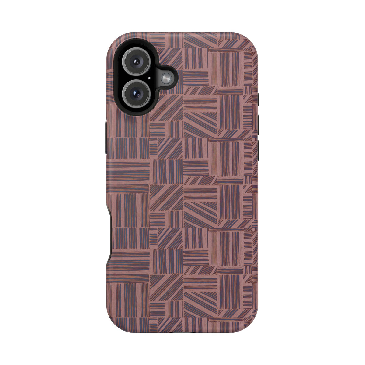 MagSafe Impact Resistant Phone Case - Geometric Brown Pattern, Dual-Layer Protection, protective camera surround; impact resistant iphone 17 pro max case