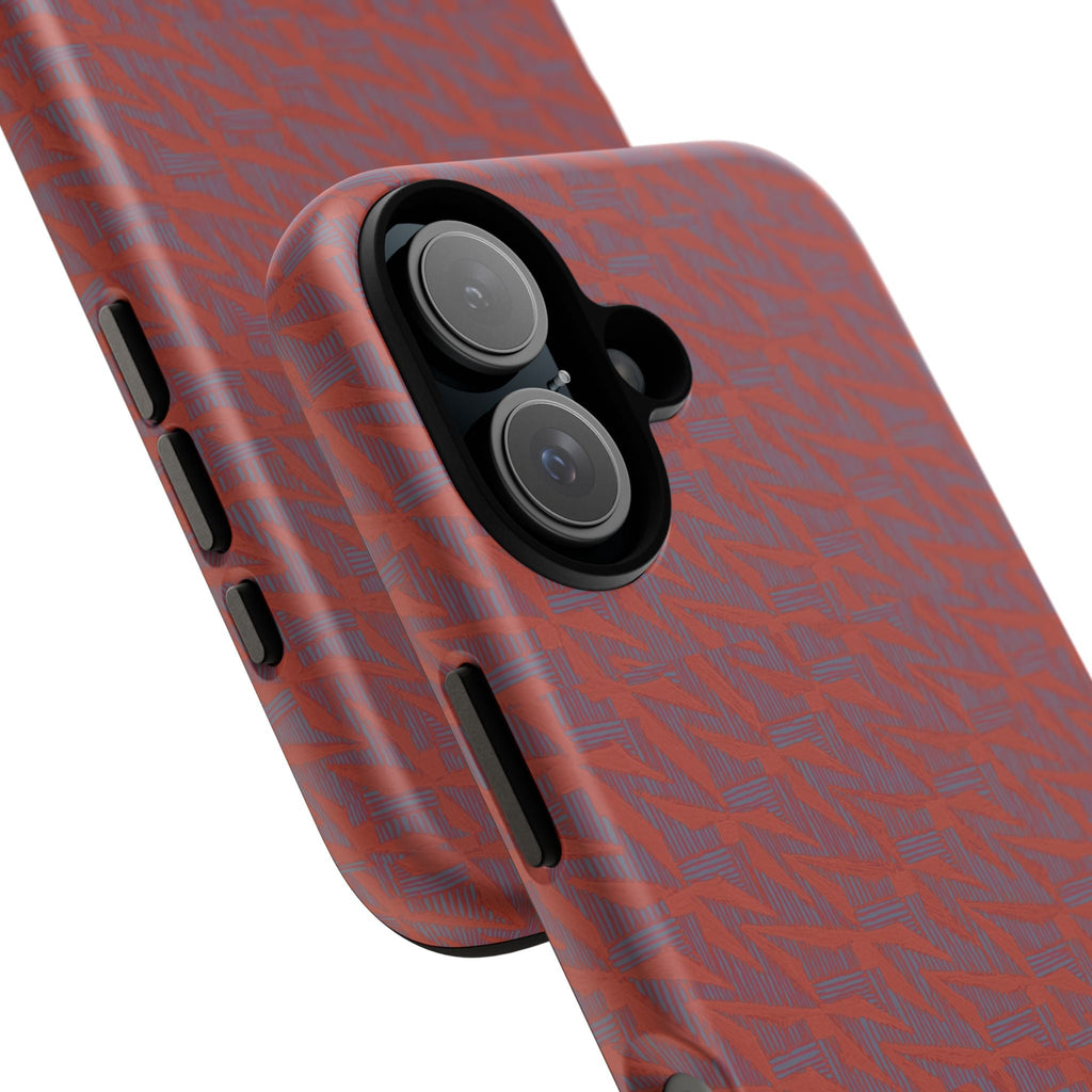 Red Pebble Texture Tough Phone Case — Rugged Shockproof iPhone Cover, wireless charging iphone 17 promax case featuring a protective red textured back