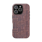 MagSafe Impact Resistant Phone Case - Geometric Brown Pattern, Dual-Layer Protection, slim camera-cover design; impact resistant iphone 17 pro max case