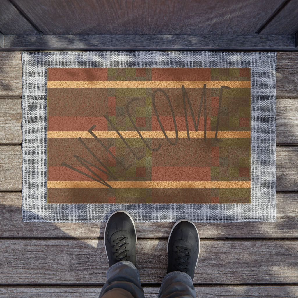 Welcome Rustic Stripe Doormat