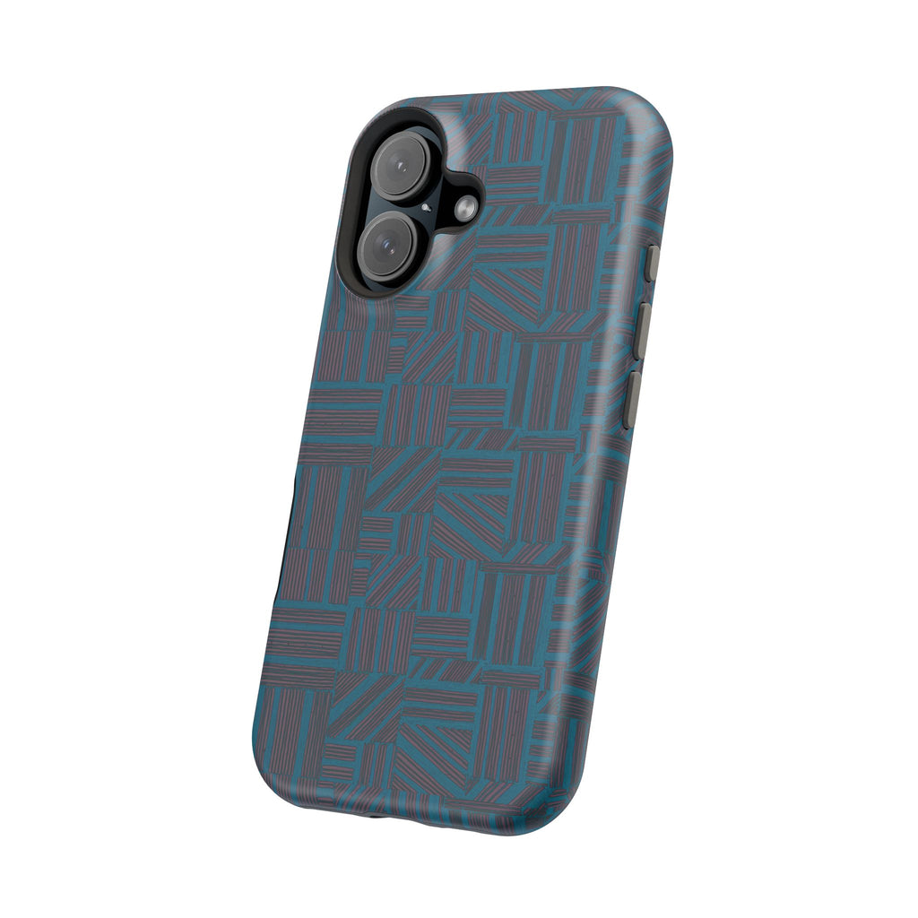Impact Resistant iPhone 17 Case, Teal Geometric MagSafe Dual-Layer Protection