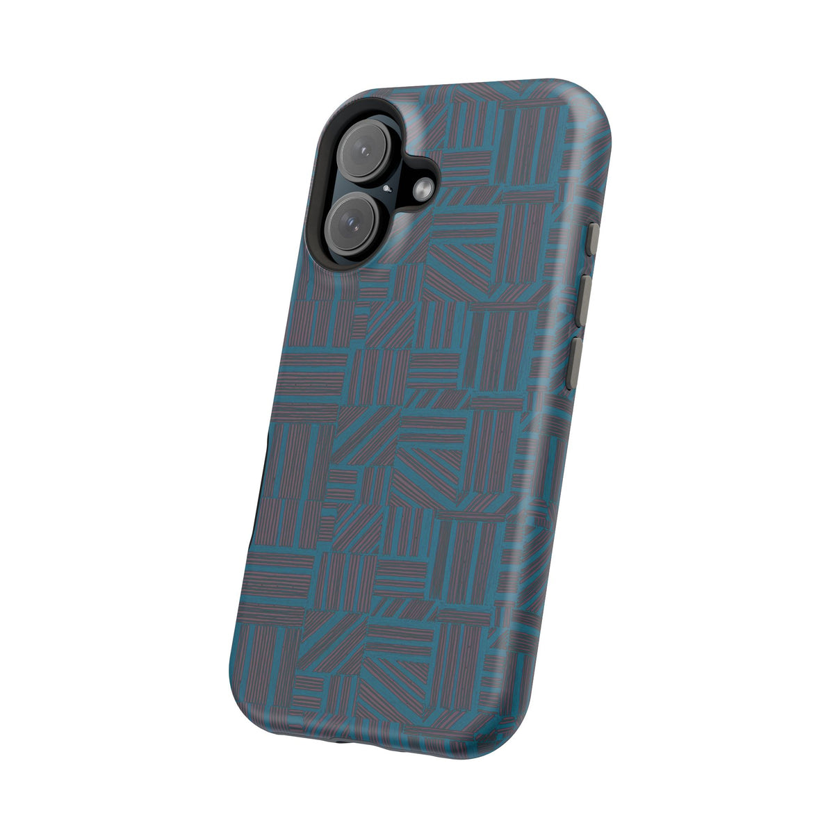 Impact Resistant iPhone 17 Case, Teal Geometric MagSafe Dual-Layer Protection