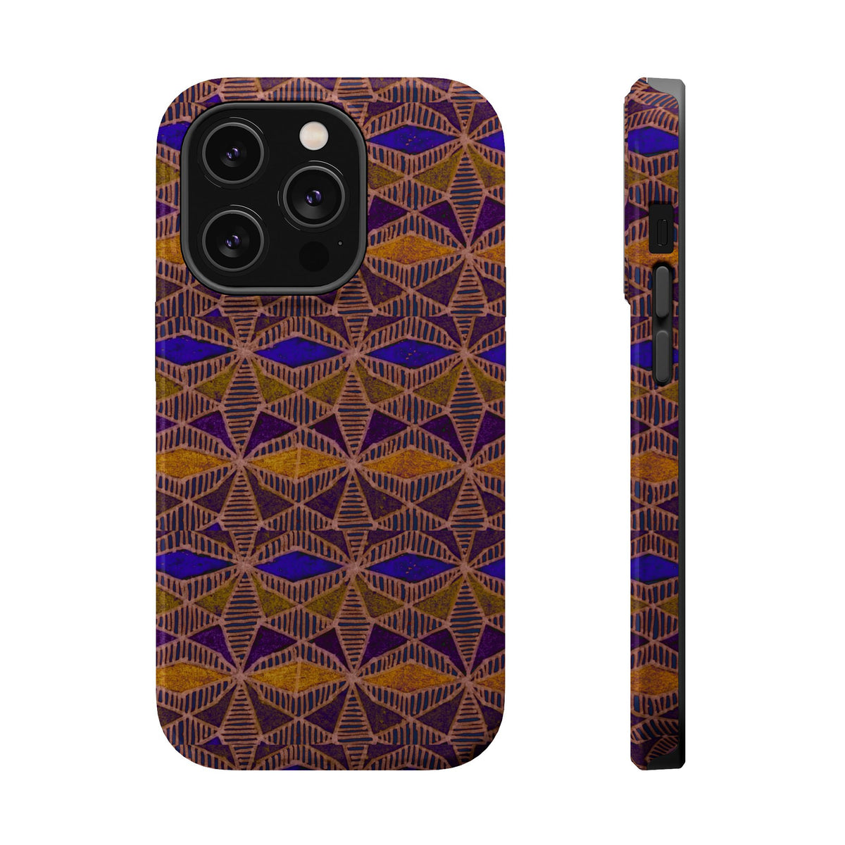 Phone Case — Geometric Tribal Pattern Magnetic Impact-Resistant Case, Fractyl impact resistant iphone 16 pro case with bold geometric artwork and camera protection.
