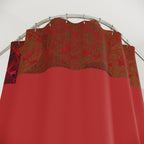 Red Accent Shower Curtain — Modern Bold Solid Panel Bathroom Decor