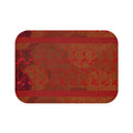 Red Abstract Stripes Bath Mat — Warm Textured Bathroom Rug