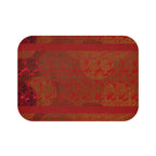 Red Abstract Stripes Bath Mat — Warm Textured Bathroom Rug
