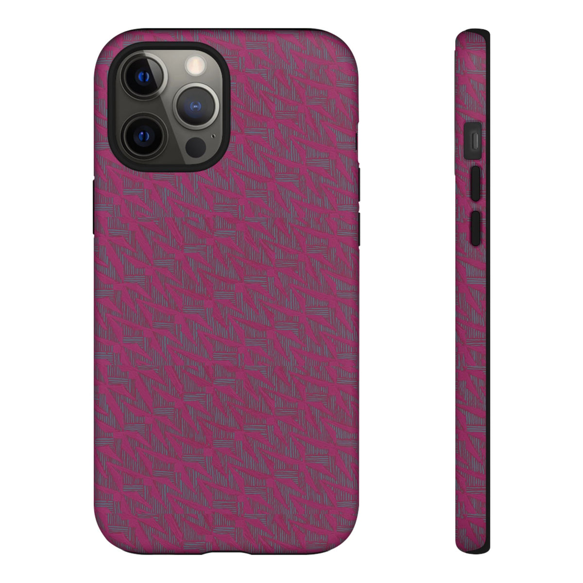 Pink Textured Tough Phone Case — Protective Slim iPhone Cover, durable wireless charging case