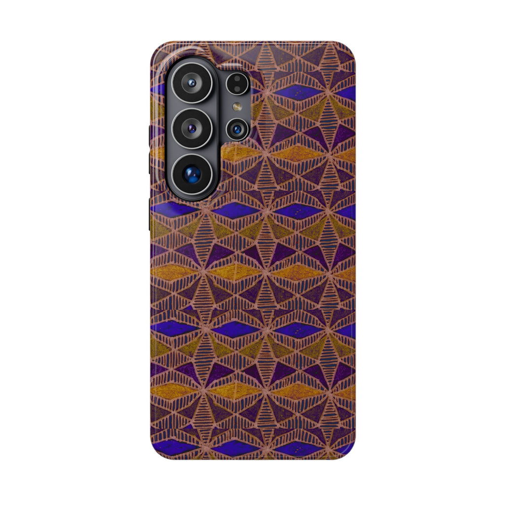 Phone Case — Geometric Tribal Pattern Magnetic Impact-Resistant Case, Fractyl impact resistant iphone 16 pro case with a protective raised camera surround and colorful print.
