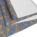 Geometric Gold Lattice Table Runner — Blue Cotton-Poly Blend