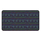 Striped Geometric Desk Mat — Dark Green & Navy Patterned Workspace Pad