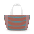 Striped Retro Lunch Bag – Teal & Terracotta Compact Insulated Tote